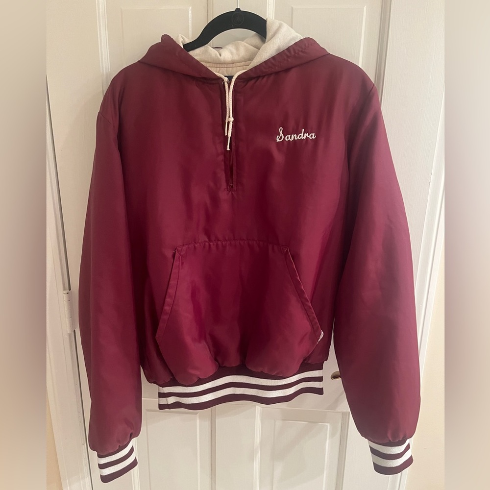 Maroon Puffed Quarter Zip Hoodie
